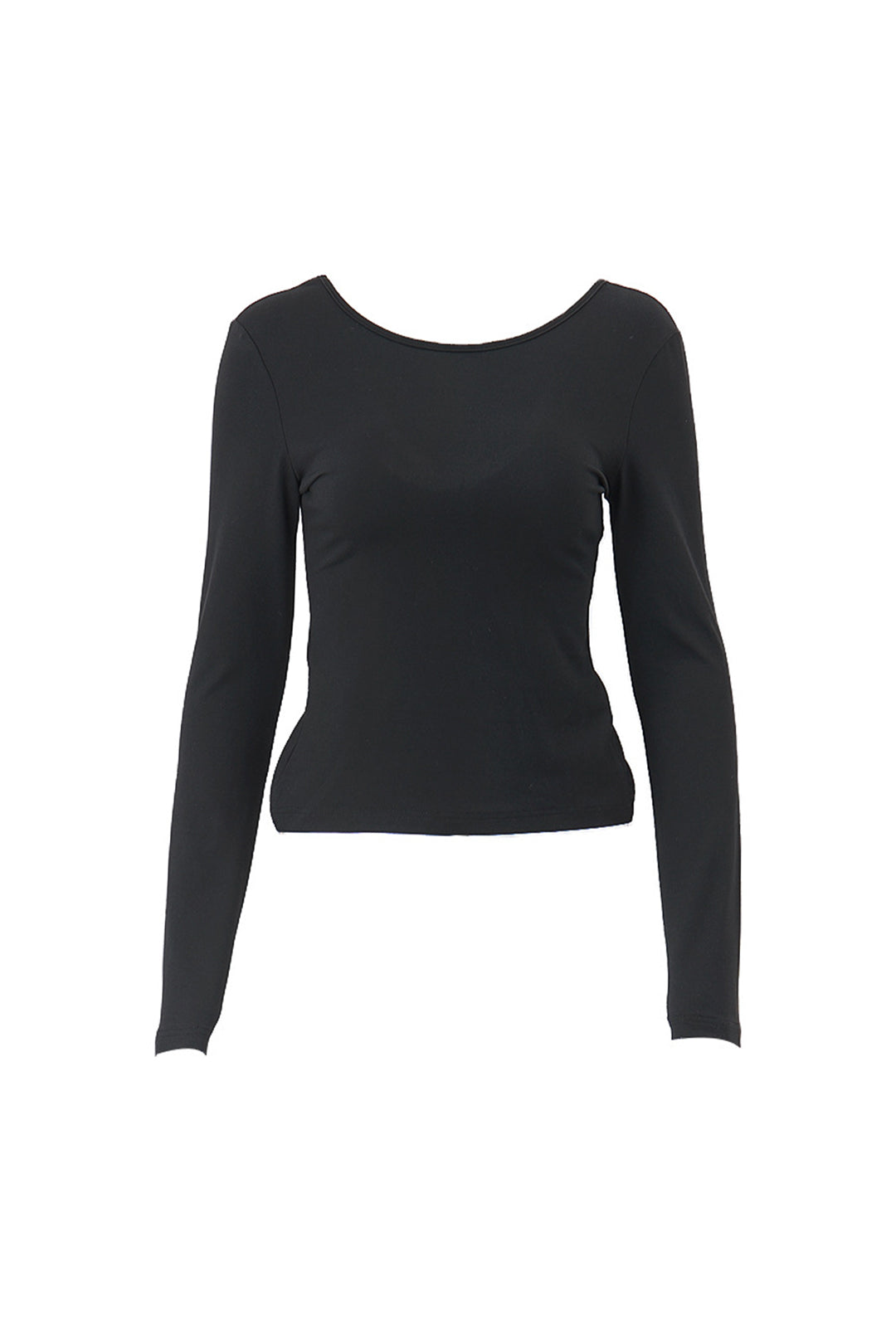 Round Neck Backless Long Sleeve Top