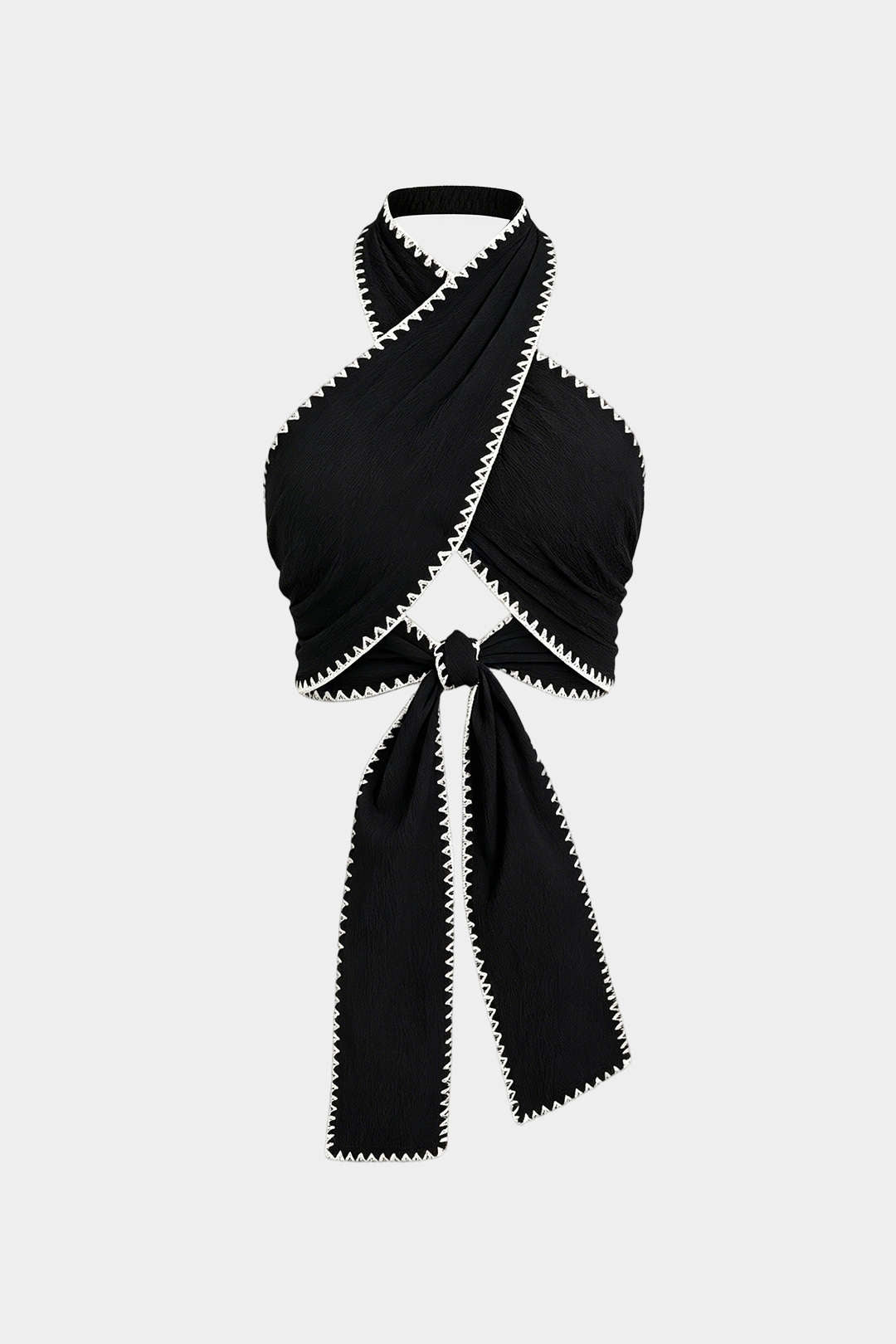 Contrast Binding Crossed Tie-Up Backless Tank Top – Micas