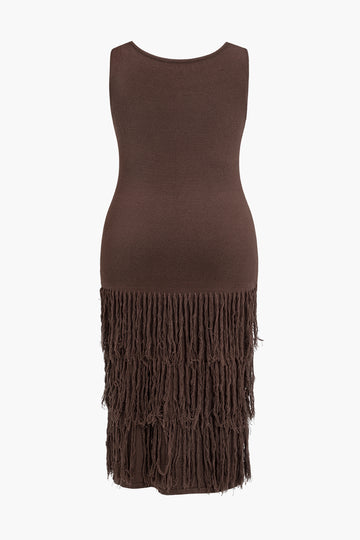 Plus Size Solid Knit Square Neck Dress