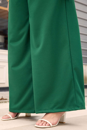 Plus Size Shirred Waistband Pleated Trousers