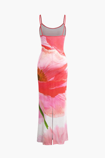Flower Pattern Slip Maxi Dress