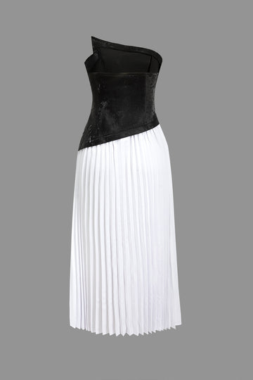 Robe maxi asymétrique plissée solide plissée