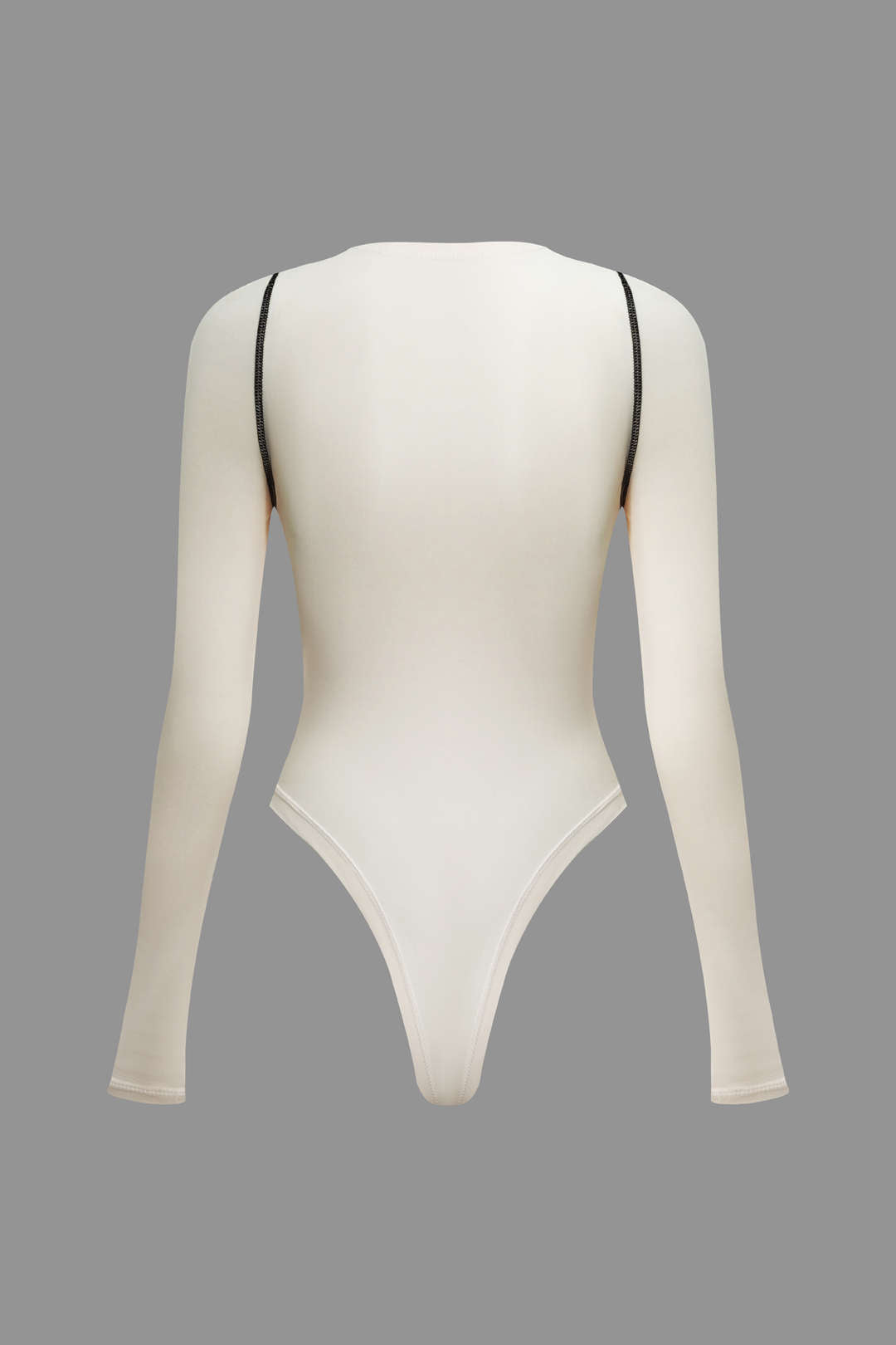 Contrast Seam Round Neck Long Sleeve Bodysuit