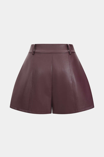 Faux Leather High Waist Wide Leg Shorts