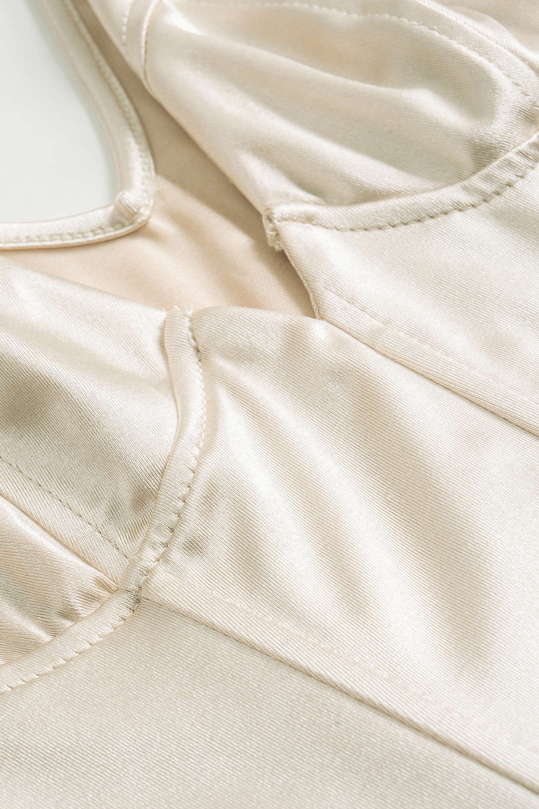 Satin V-Neck Corset Tie Back Top