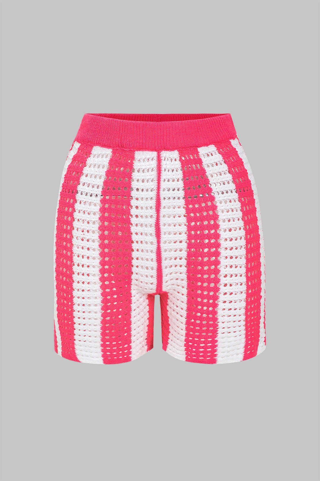 Stripe Breat Hollow Out Shorts Set