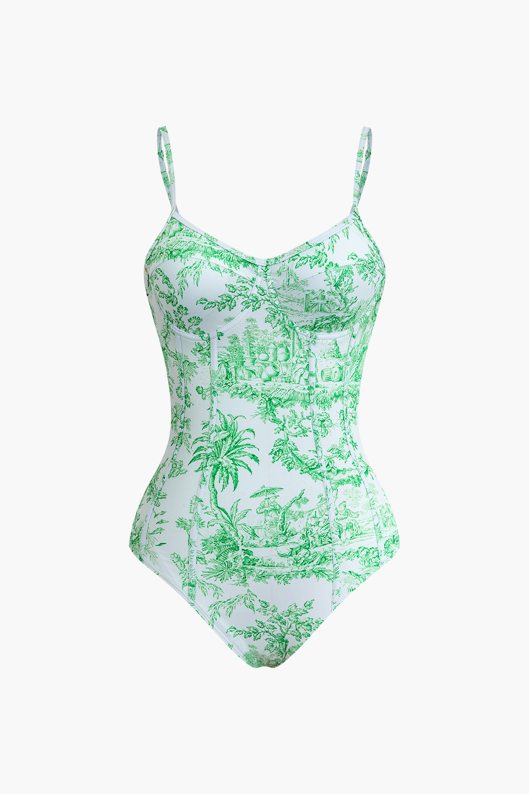 Toil De Juoy Pattern Bustier Cami One-Piece Swimsuit