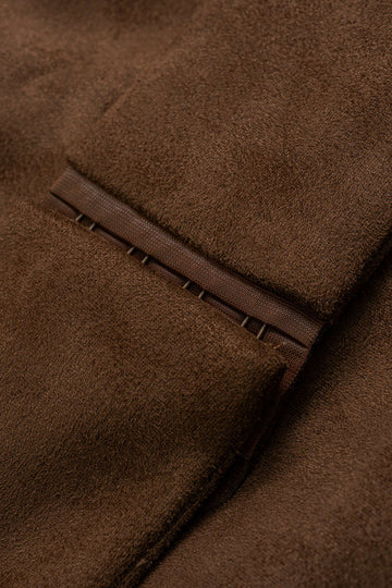 Suede Patchwork Notched Lapel Button Jacket