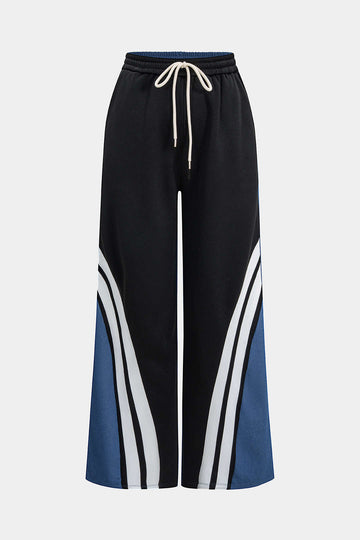 Stripes Print Patchwork nadrág