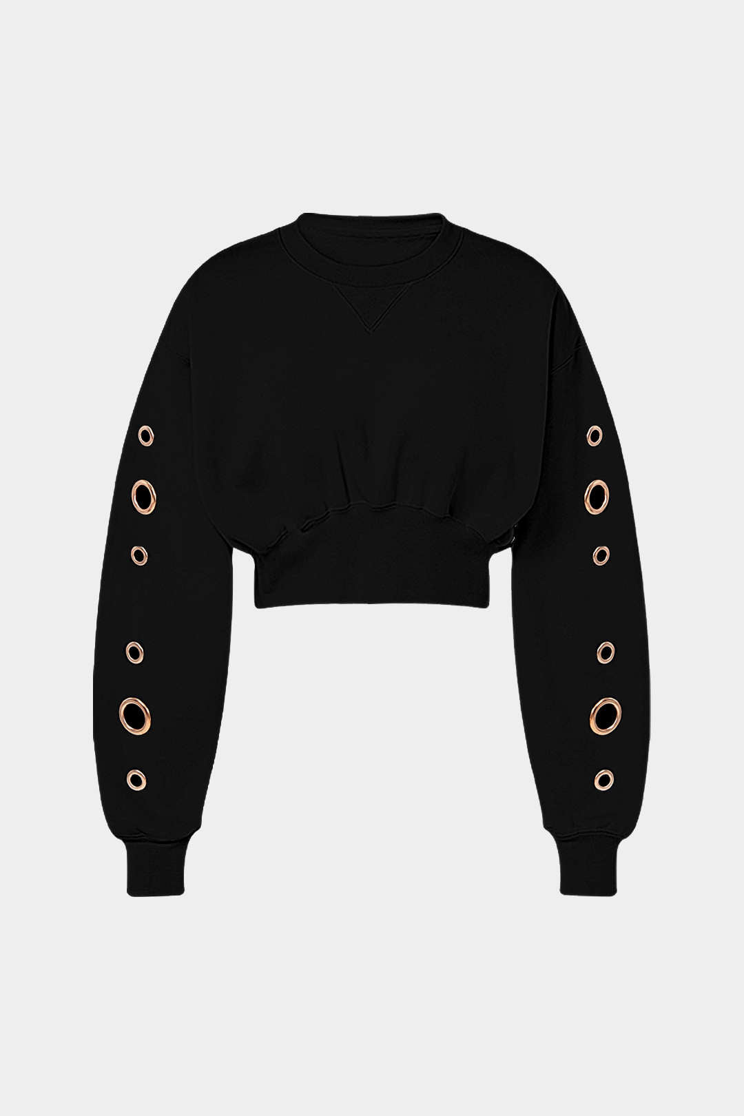 Metallic Eyelet Long-Sleeve Top