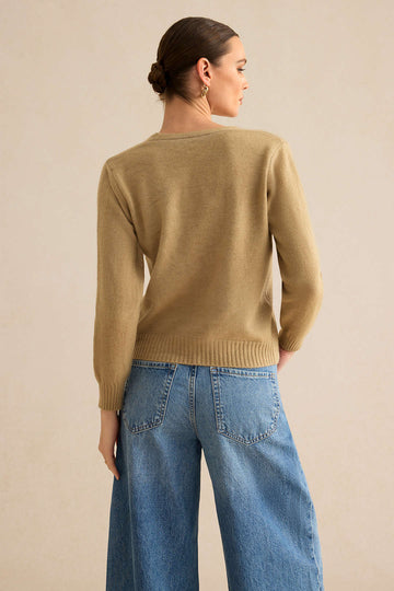 Sweater V-Neck Long-Sleeve Top