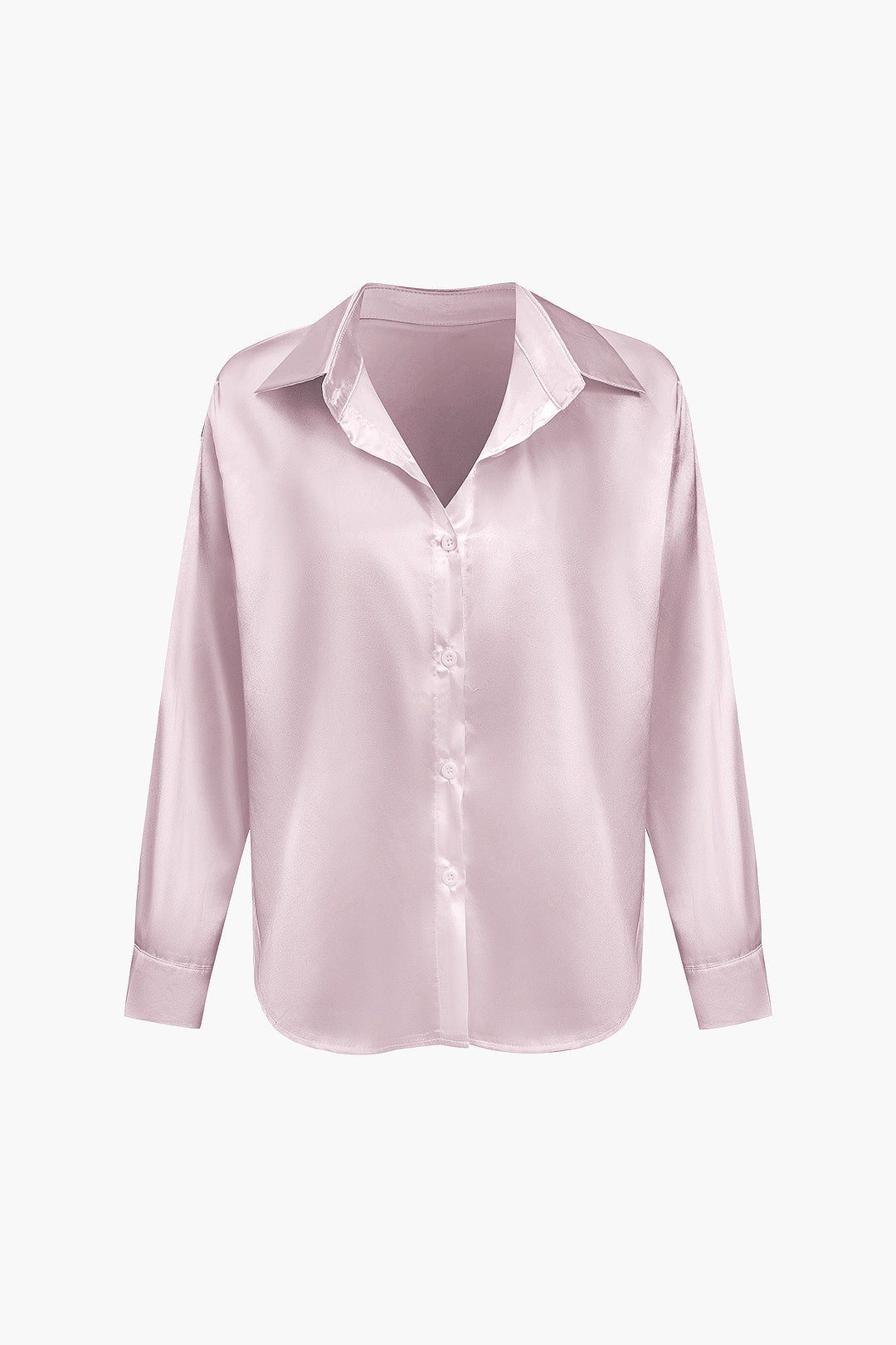 Basic Solid Satin Long-Sleeve Shirts