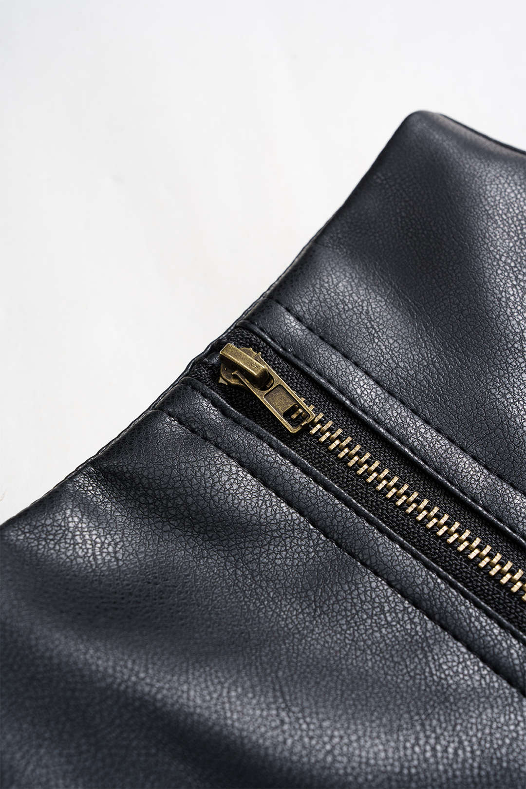 Faux Leather Ruched Zipper Shorts