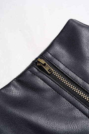 Faux Leather Ruched Zipper Shorts