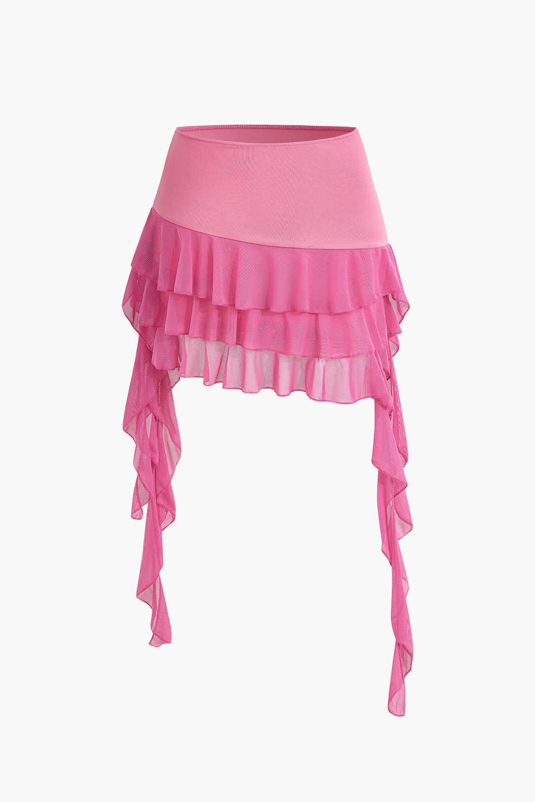 Tie Halter Ruffle Mesh Top And Mini Skirt Set