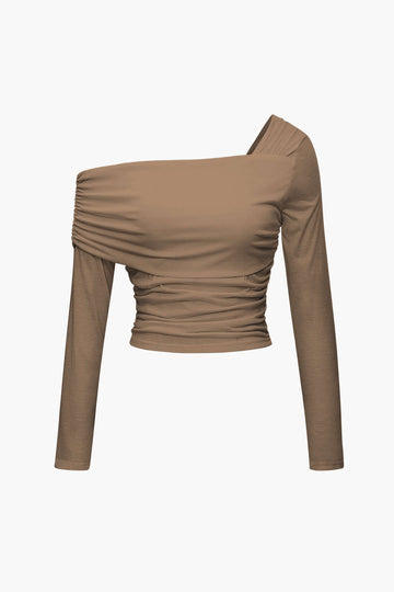 Asymmetrical Ruched Long Sleeve Top