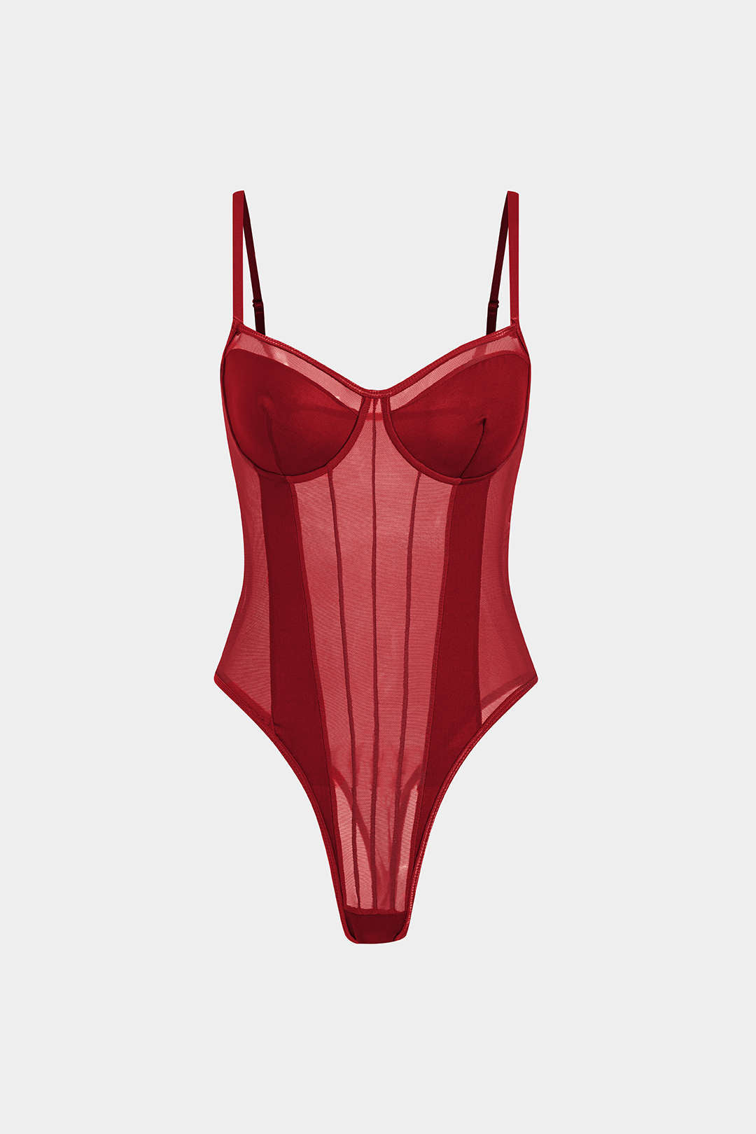 Mesh Backless Sheer Patchwork Corset Slip Bodysuit