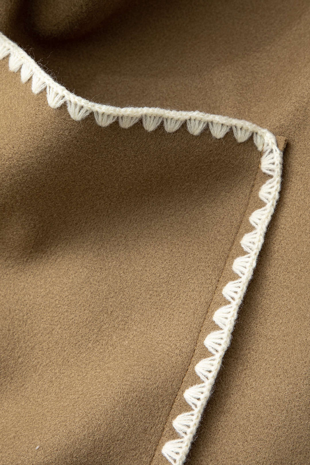 Contrast Trim V-neck Belted Pocket Coat