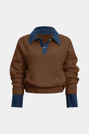 Sweater Patchwork Long-Sleeve Top