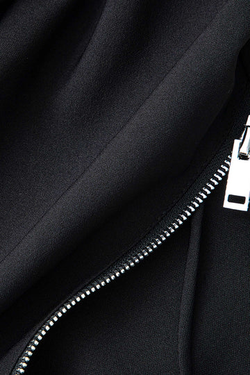 Asymmetrical Long Sleeve Zipper Slit Maxi Dress