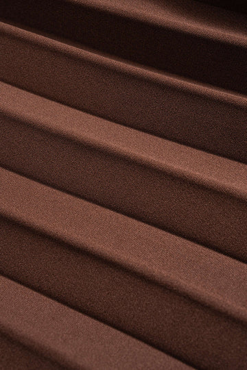 Notched Lapel Pleated Asymmetrical Long-Sleeve Maxi Dress