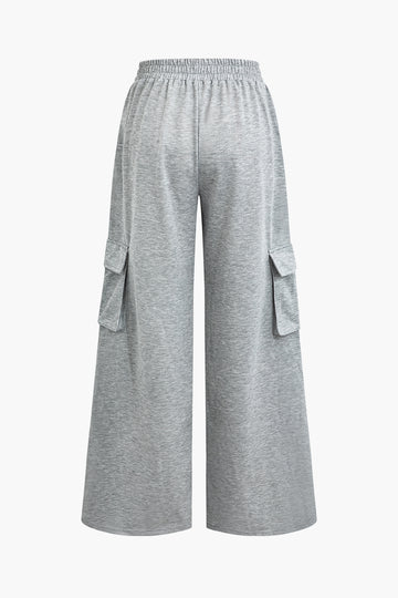 Solid Pocket High-Waisted Trousers