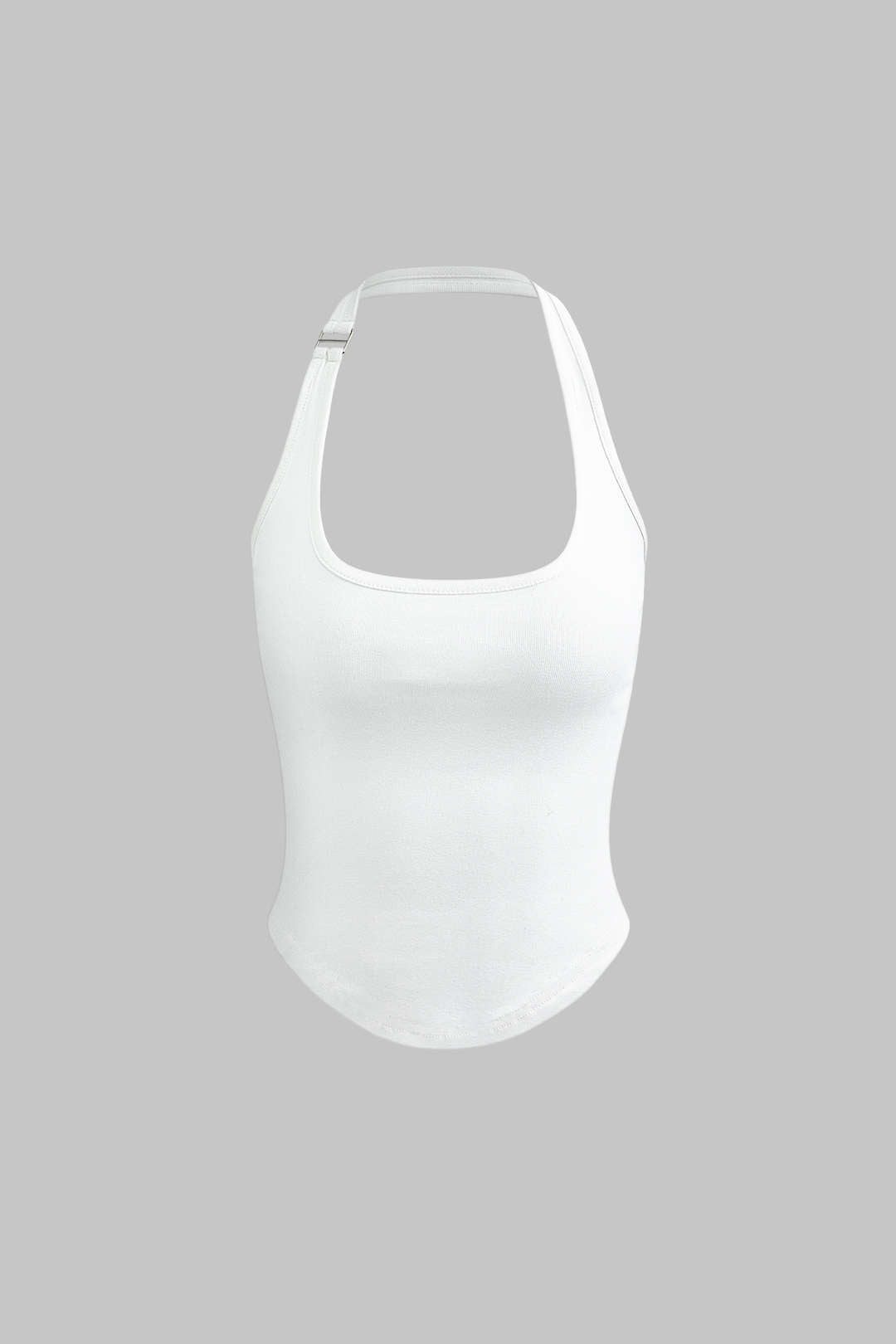 Bażiku Solid Halter Curved Hem Tank Top