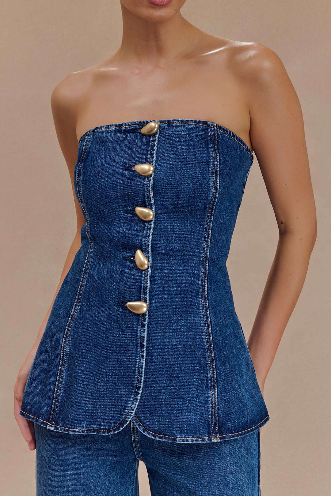 Denim Button Tube Top – Micas