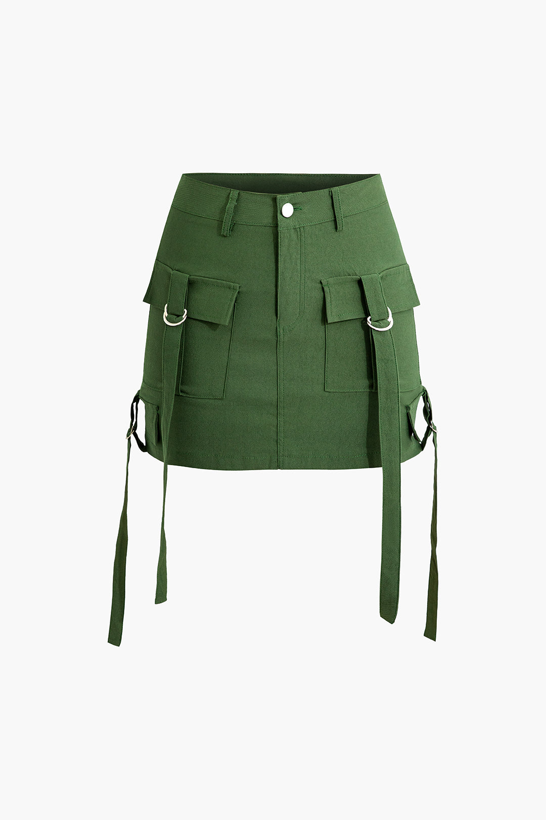 Buckle and Tie Details Cargo Mini Skirt