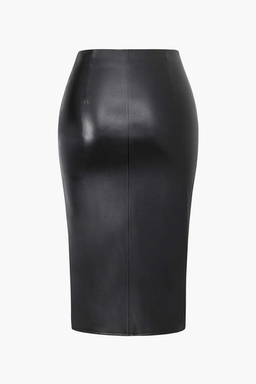 بالاضافة الى حجم فو الجلود تنورة سستة Ruched