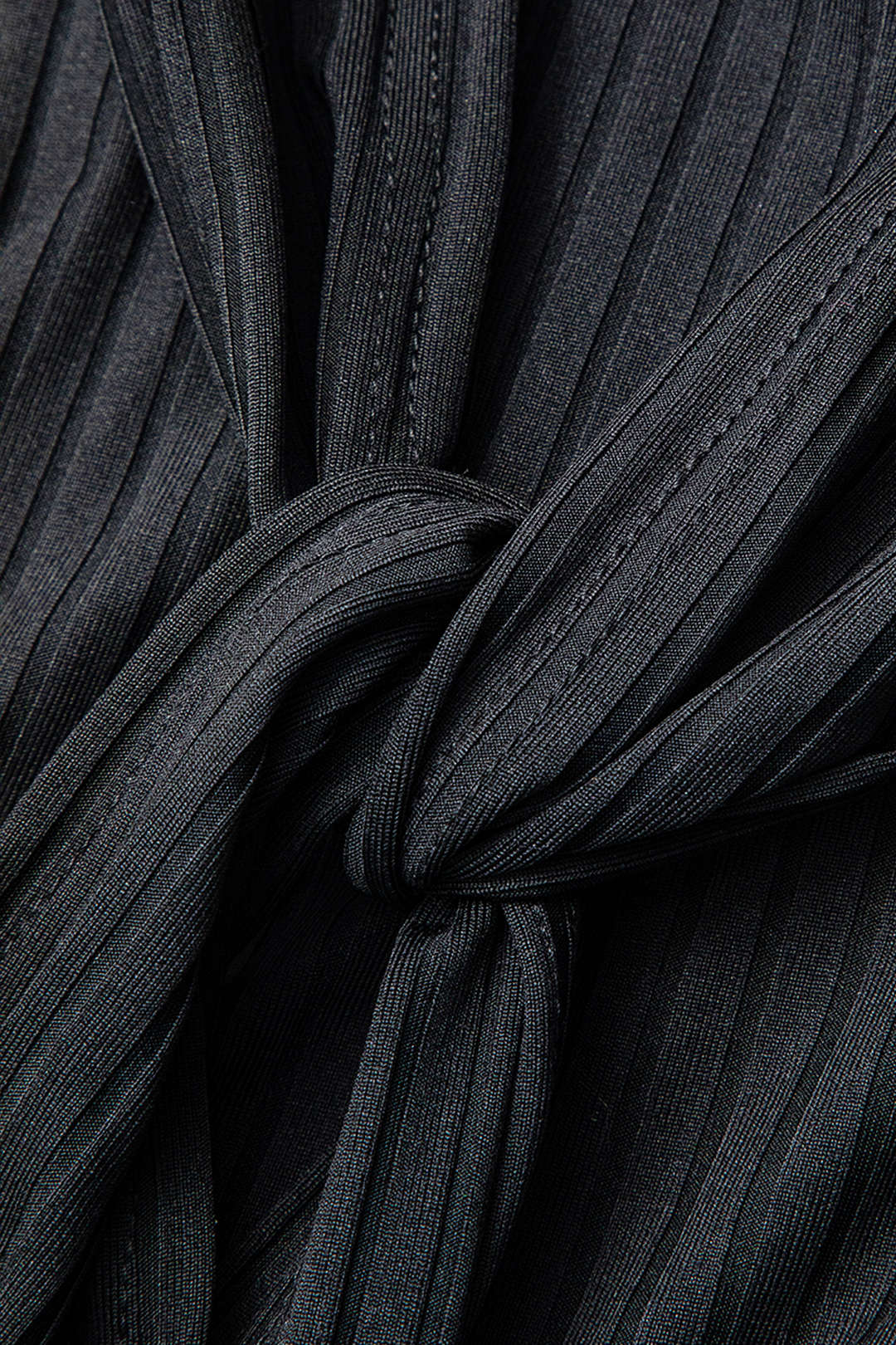 Ribbed Wrap Tie Sleeveless Midi Dress And Long Cardigan Set