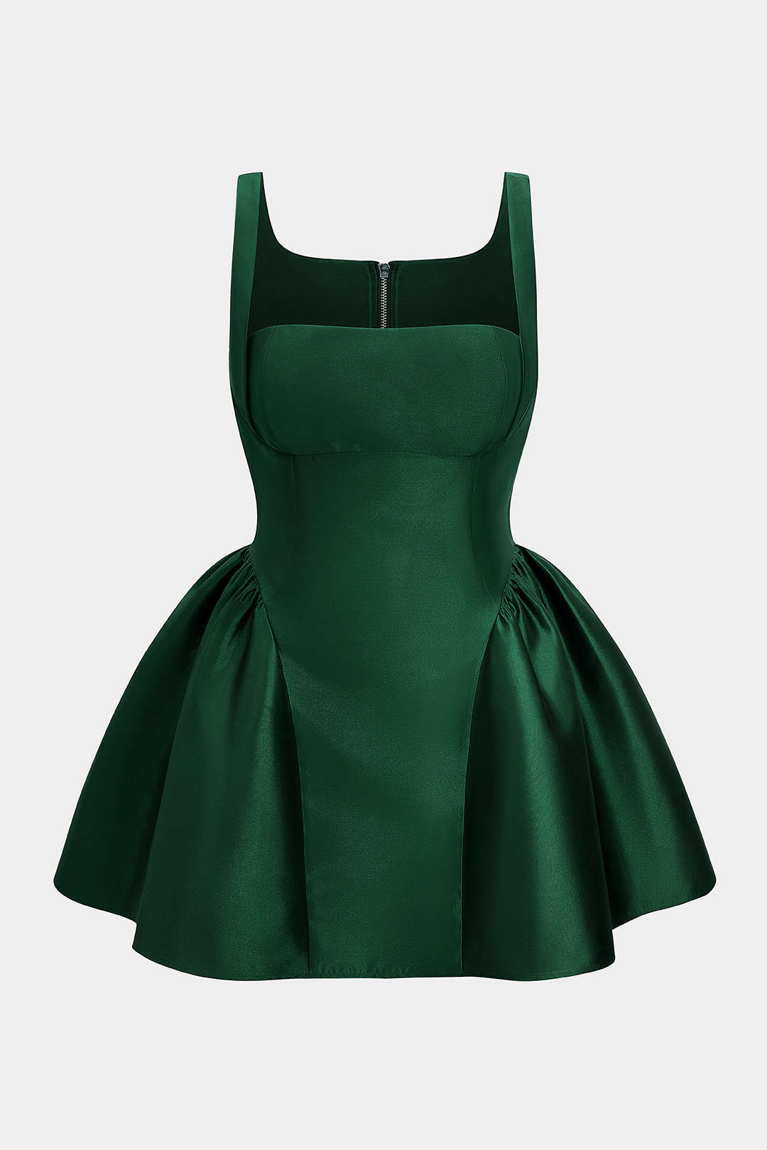 Plus Size Zipper Puff Hem Sleeveless Mini Dress