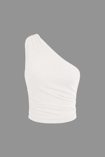 One Shoulder Ruched Tank Top