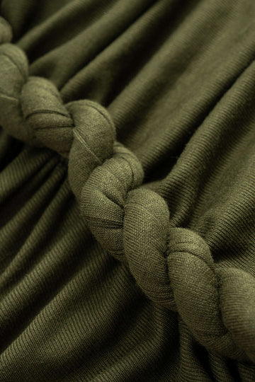 Asymmetrical Shoulder Ruched Twist Knot Sleeveless Maxi Dress