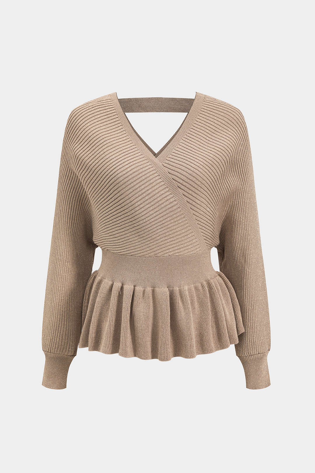 Sweater maħdum ruffle top u sett tal-falda