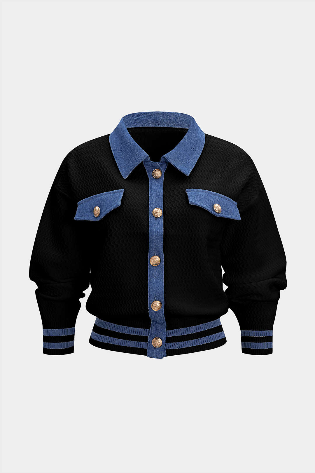 Knit Metallic Button Contrast Sweater Cardigan