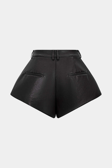 Faux Leather Pleated Shorts