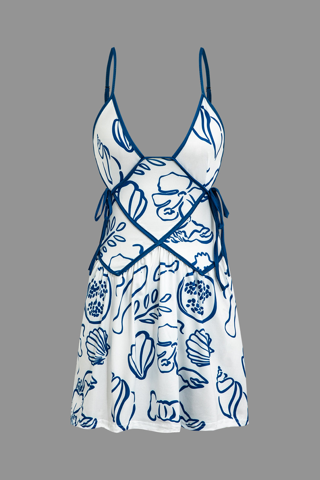 Floral Print Backless Slip Mini Dress