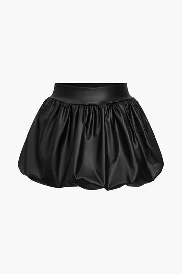 Solidu Ġilda Faux Ruched Puff Falda