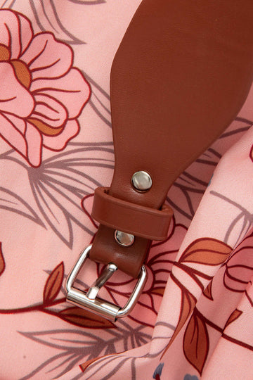 Floral Print V-neck Maxi Dress With Belt