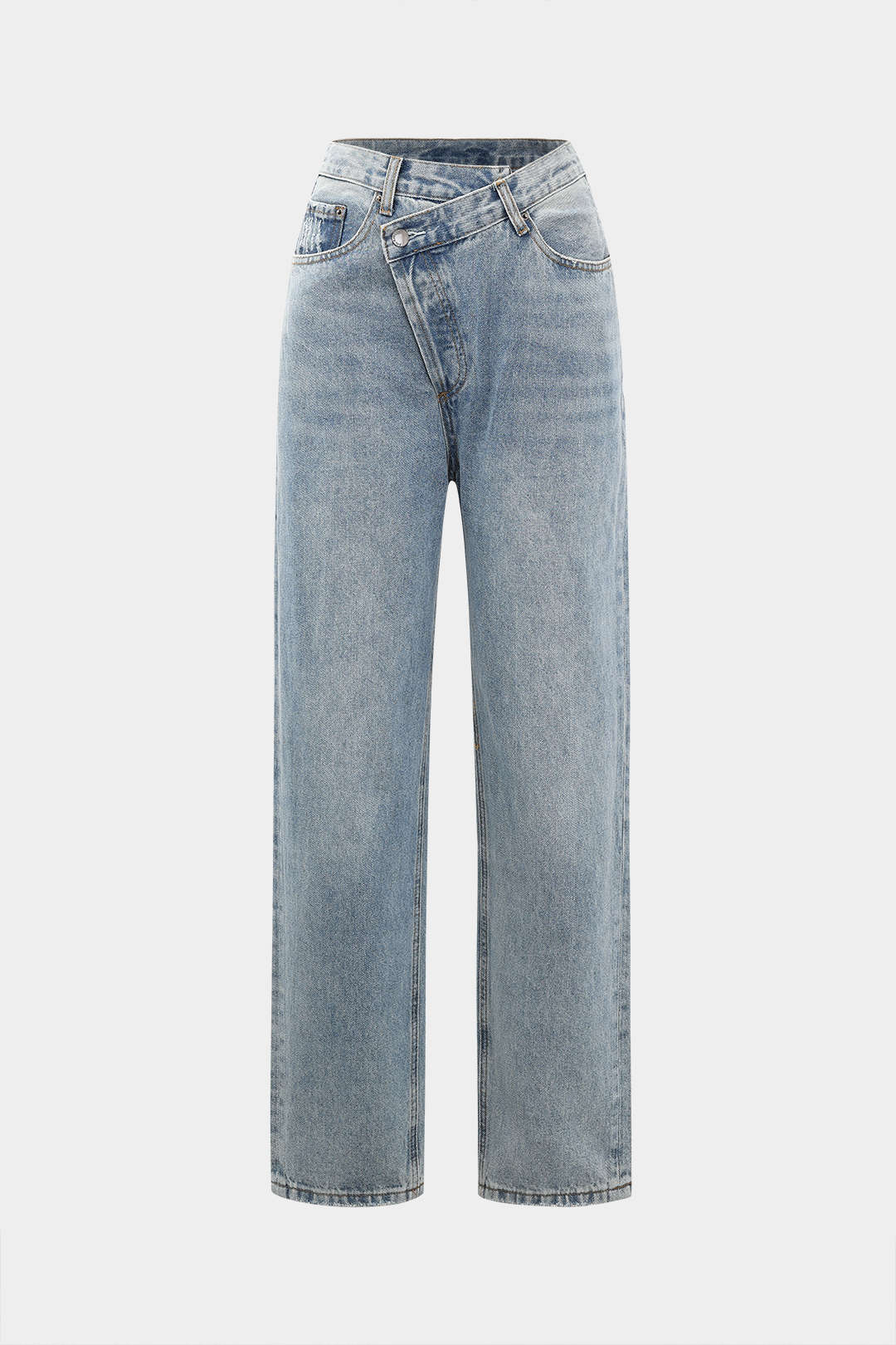 Asymmetrische taille rechte been jeans