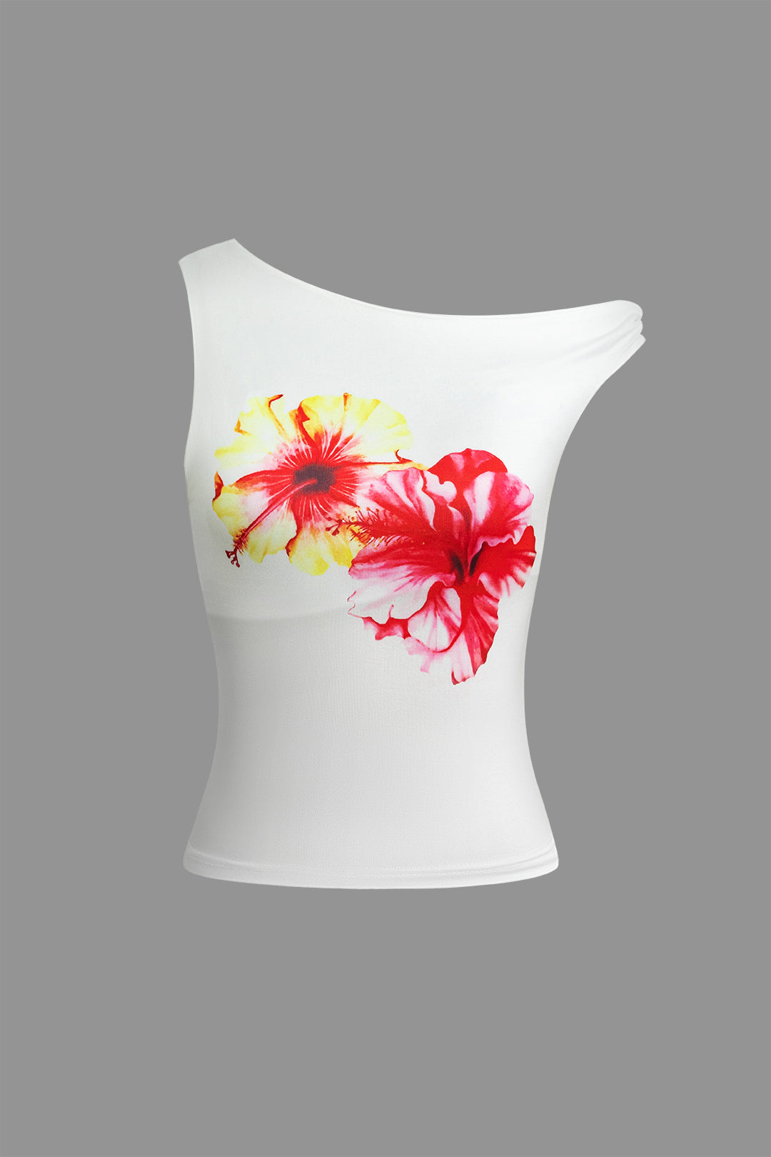 Floral Print Asymmetrical T-shirt