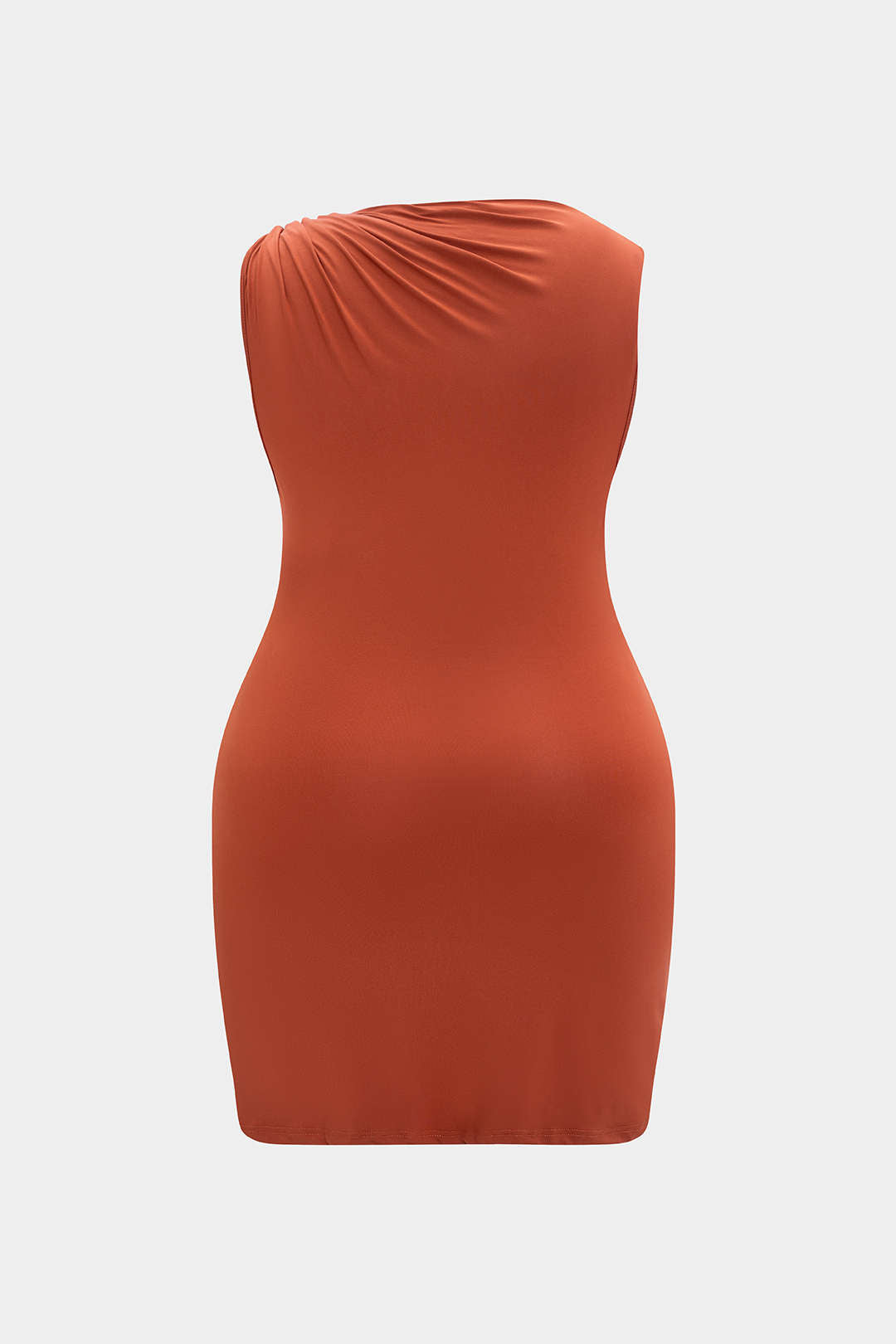 Plus Size Ruched Metallic Decor Sleeveless Mini Dress