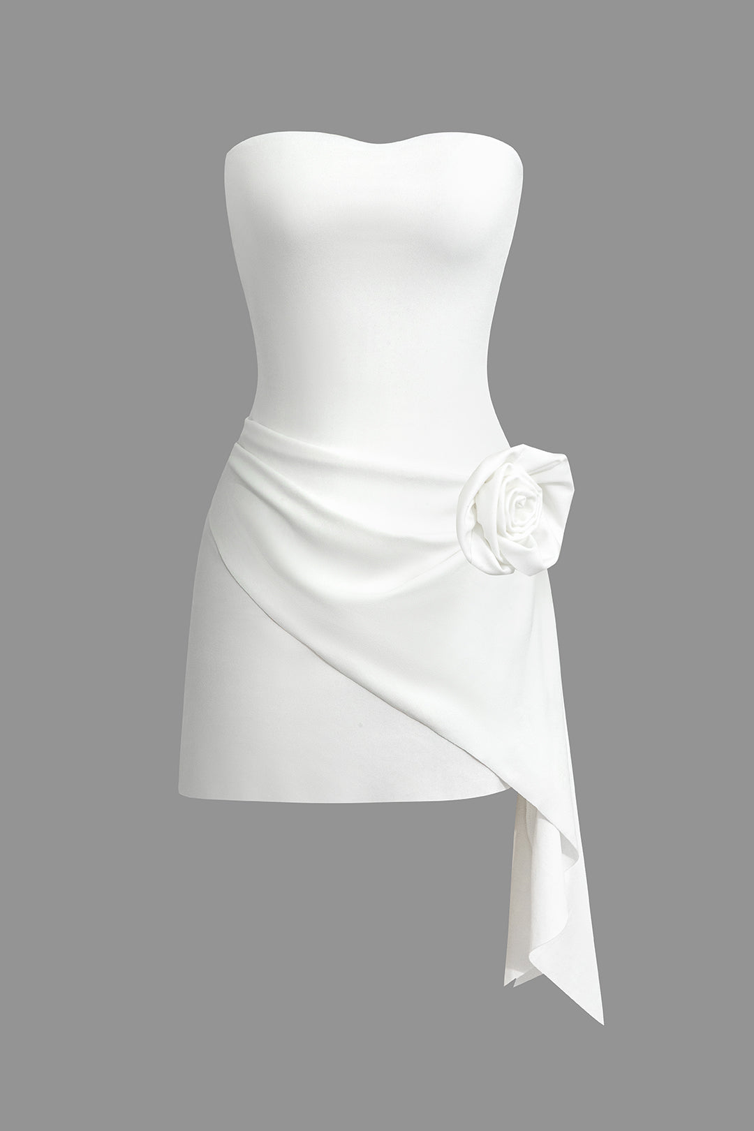 3D Flower Strapless Mini Dress