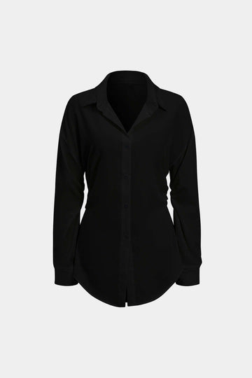 Solid Button Long-Sleeve Shirt