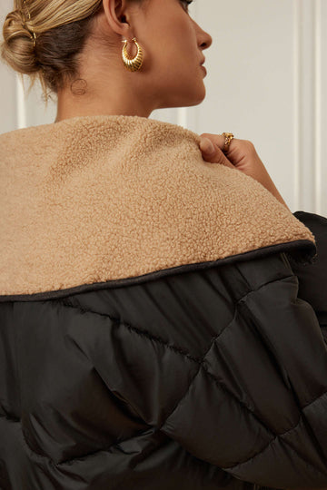 Sherpa Collar Zip-Up Puffer Jacket