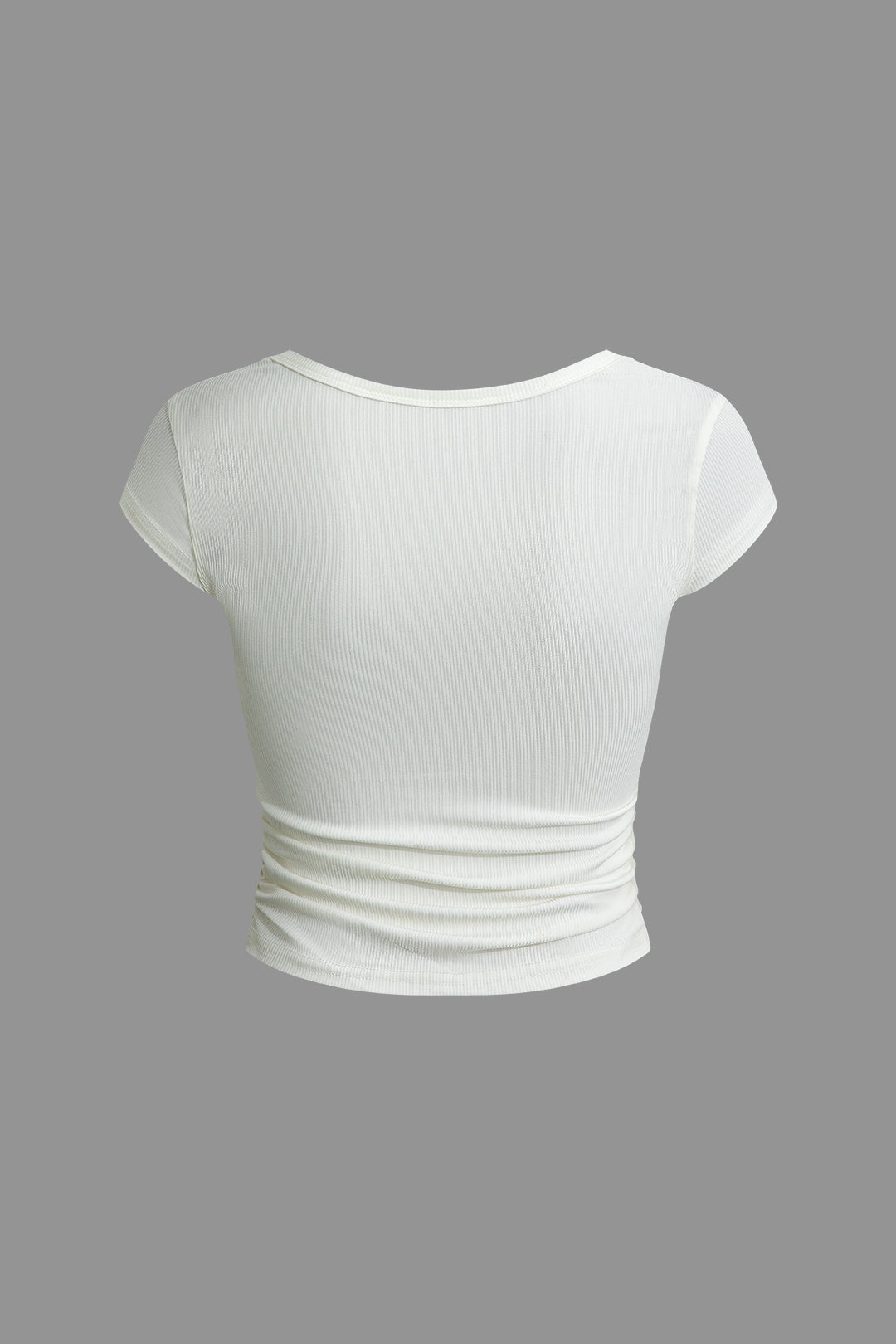 Solid Ruched Crop T-shirt
