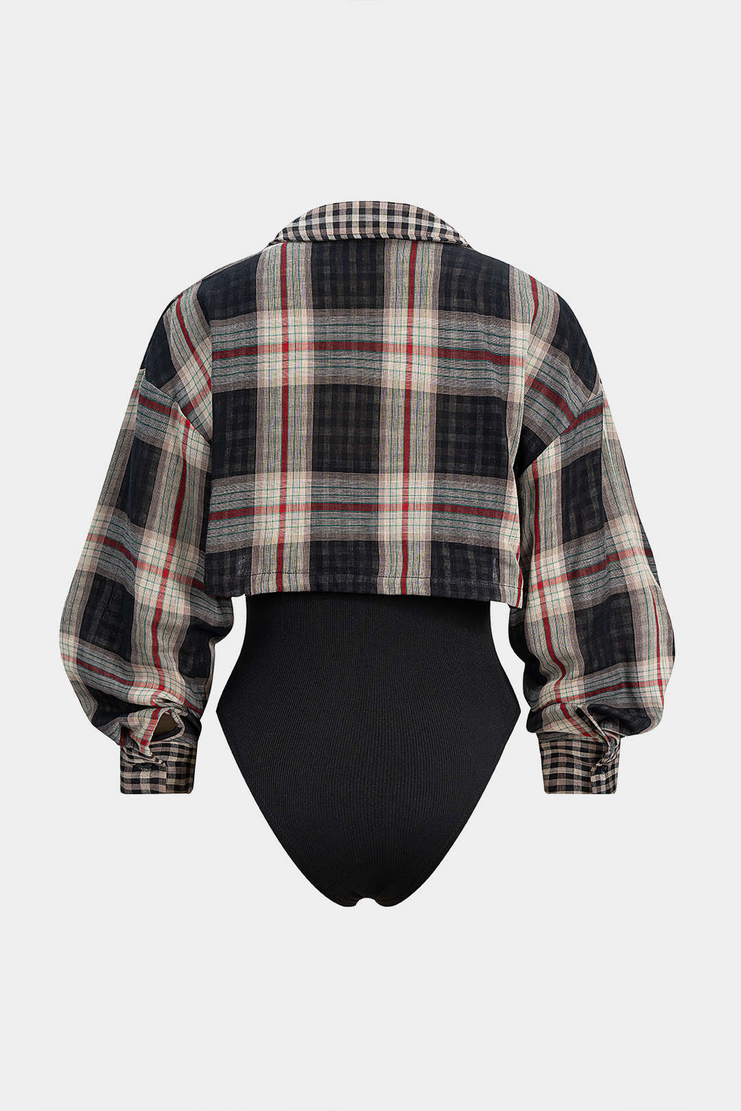 Plaid Print Long Sleeve Bodysuit