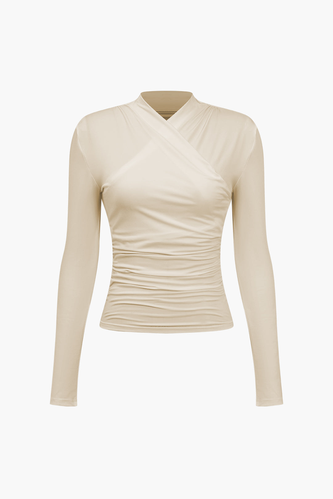 Ruched Crossover Long Sleeve Top