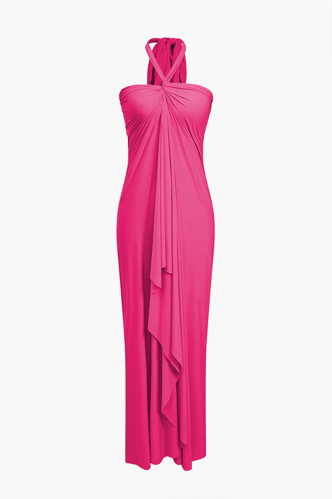 Solid Reversible Asymmetrical Tie-Up Maxi Dress